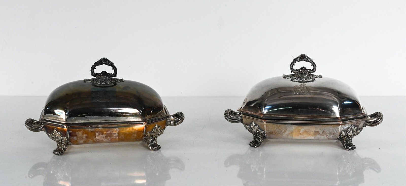 PAIR OF ANTIQUE SILVERPLATE WARMING DISHES (1 of 11)