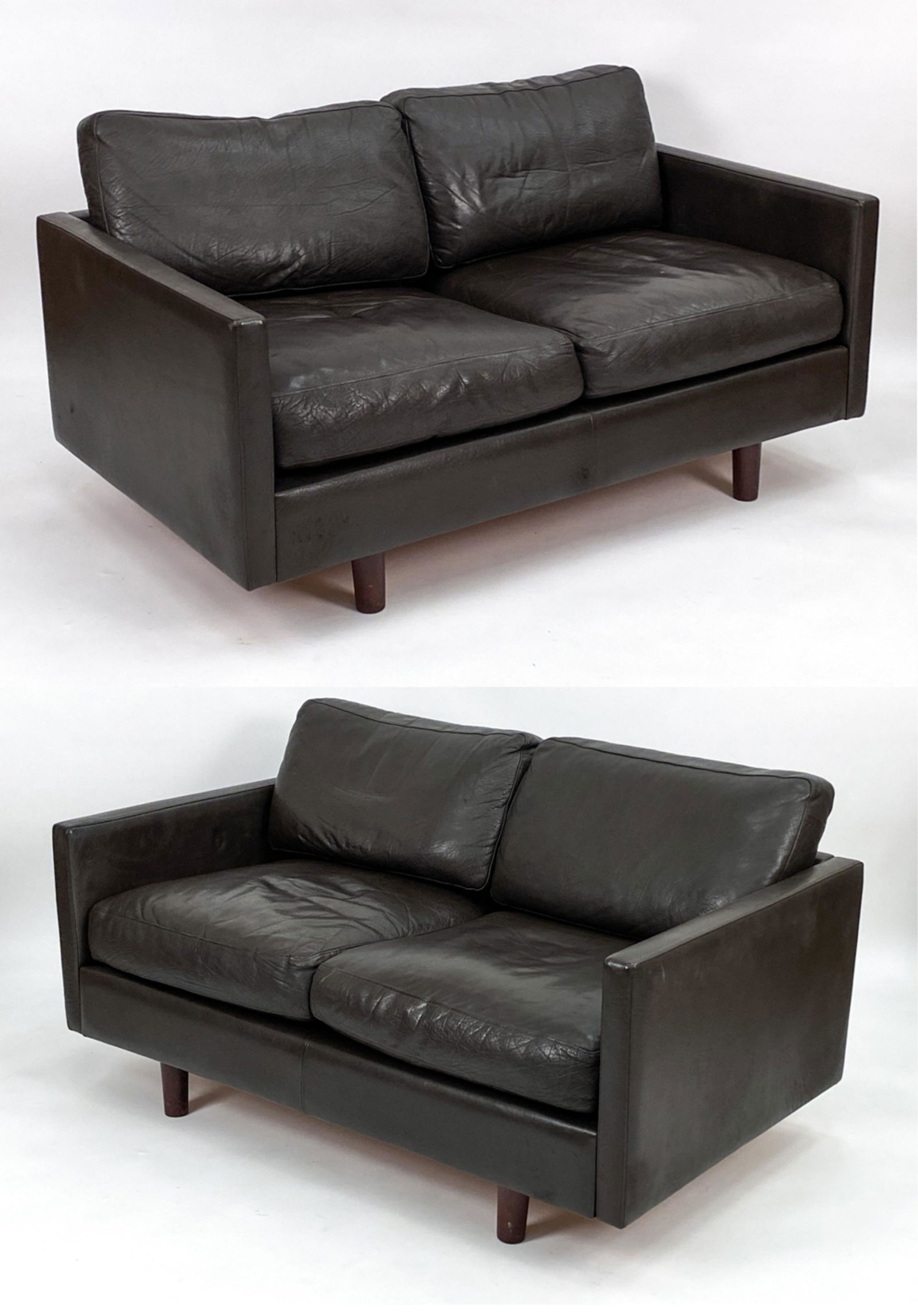 PAIR DANISH ERIK JORGENSEN BUFFALO LEATHER SOFAS (1 of 20)
