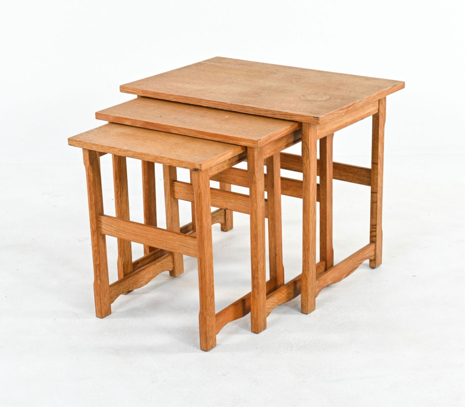 SET OF (3) OAK KJAERNULF-STYLE NESTING TABLES (1 of 10)