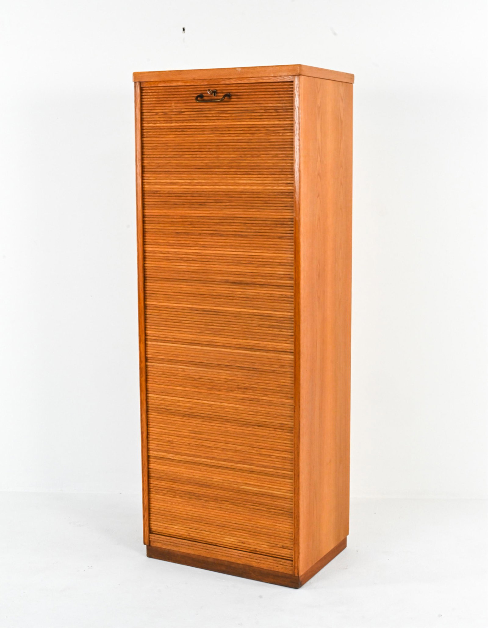 DANISH OAK TAMBOUR FRONT BOOKCASE, C. 1960'S (1 of 10)