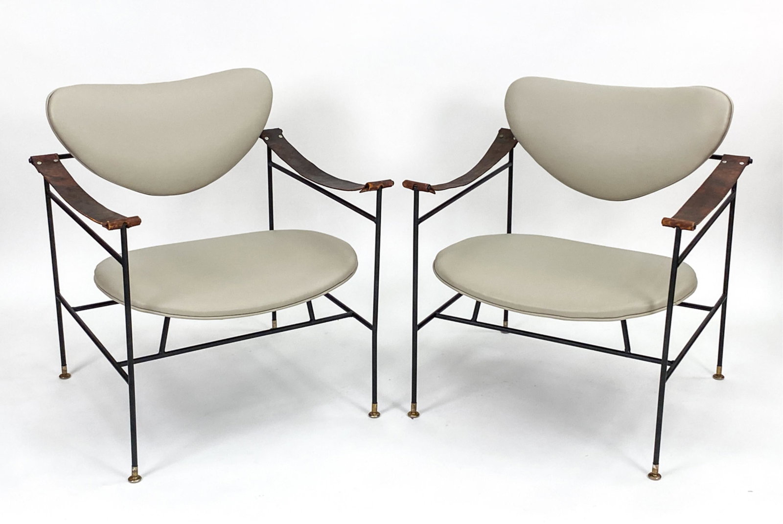 (2) LUTHER CONOVER MODERNIST IRON & LEATHER CHAIRS (1 of 17)