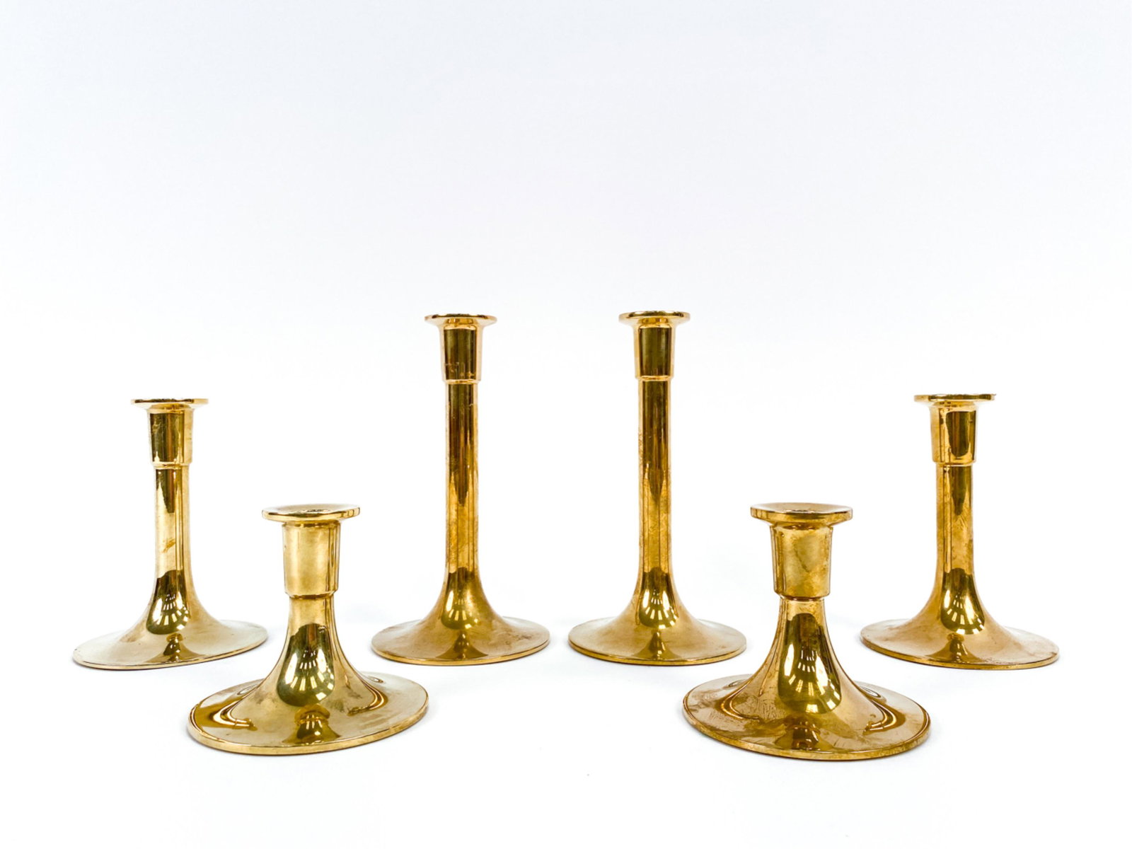 (6) VINTAGE SCANDINAVIAN BRASS CANDLE HOLDERS (1 of 7)