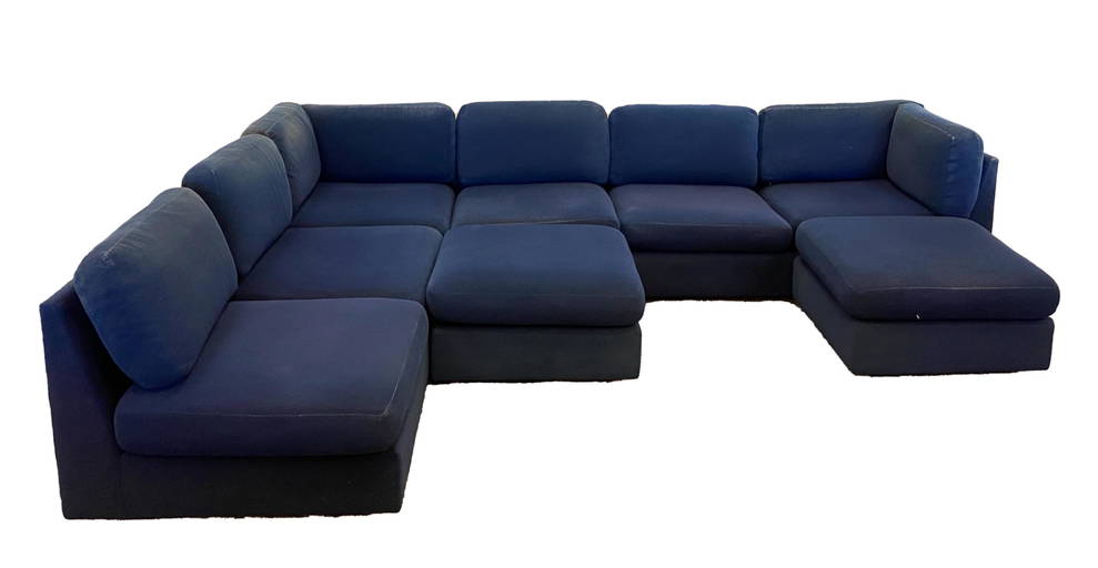 MODERN BLUE SECTIONAL SOFA, FOR REUPHOLSTERY (0144) on Jan 12, 2023