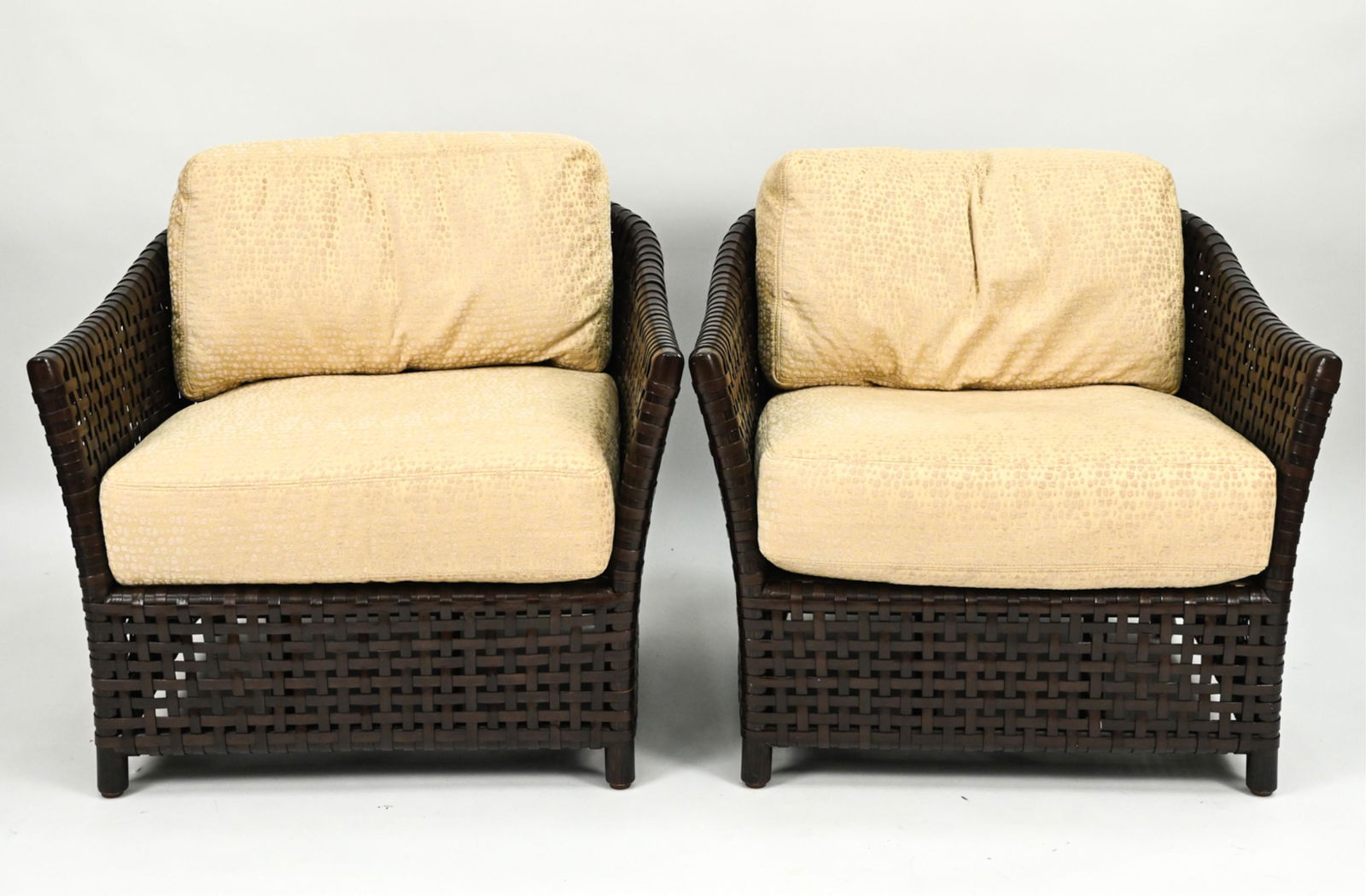 PAIR OF MCGUIRE WOVEN PATIO LOUNGE CHAIRS (1 of 9)