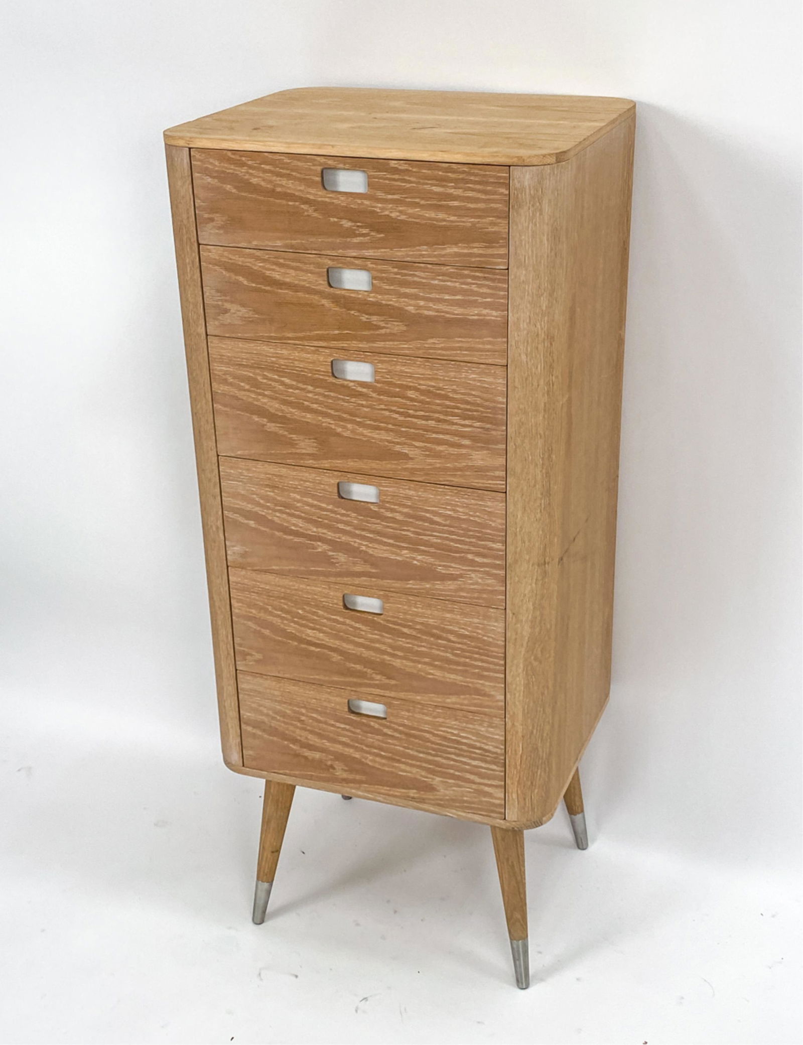 NISSEN & GEHL MDD AKSEL KJERSGAARD LINGERIE CHEST: Modernist lingerie chest designed by Soren Nissan & Ebbe Gehl award winning cabinet makers. This blonde wood lingerie chest is from the Naver Collection. Made in Denmark. Label in top drawer. Dimensio