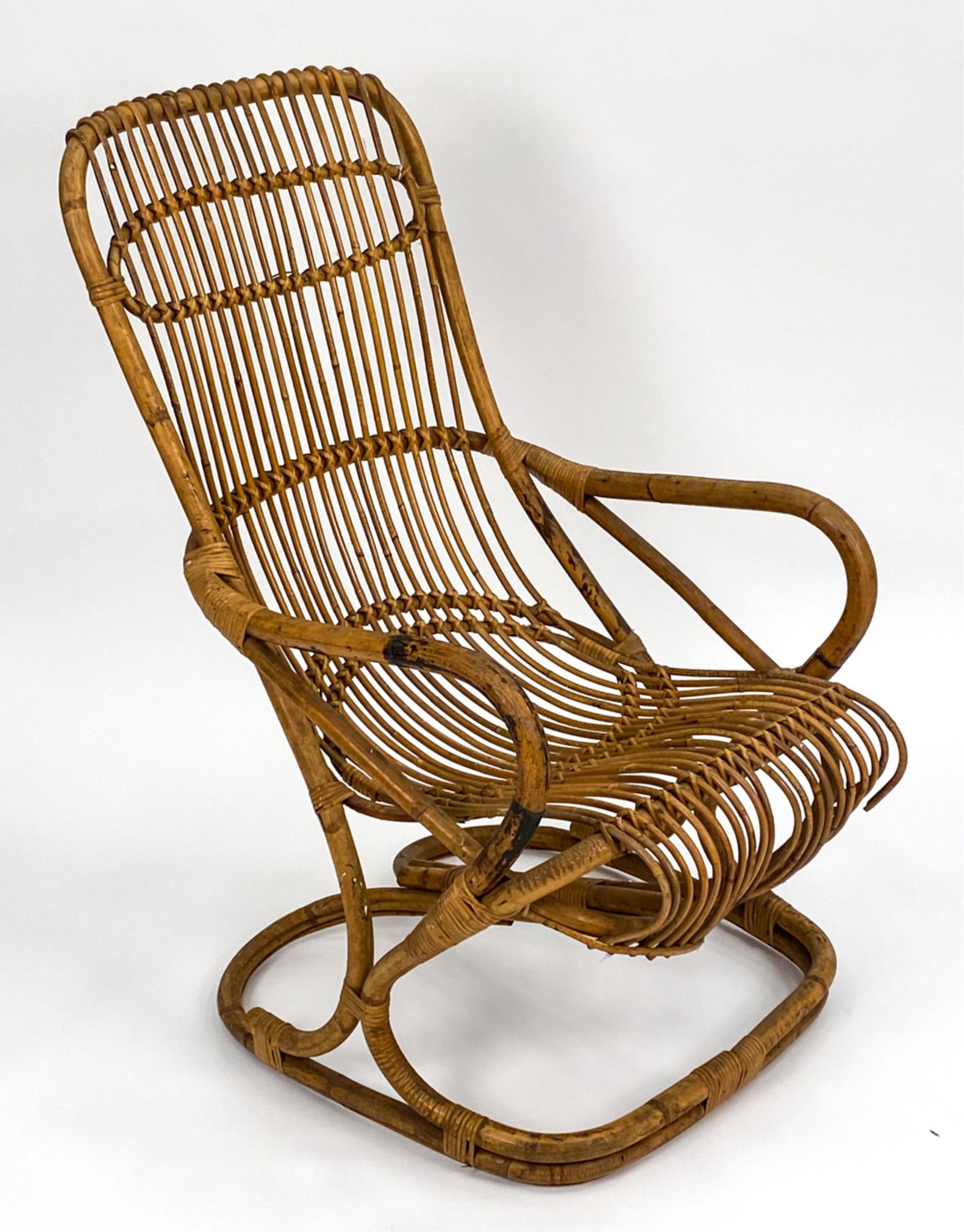 FRANCO ALBINI STYLE RATTAN LOUNGE ARM CHAIR (1 of 12)