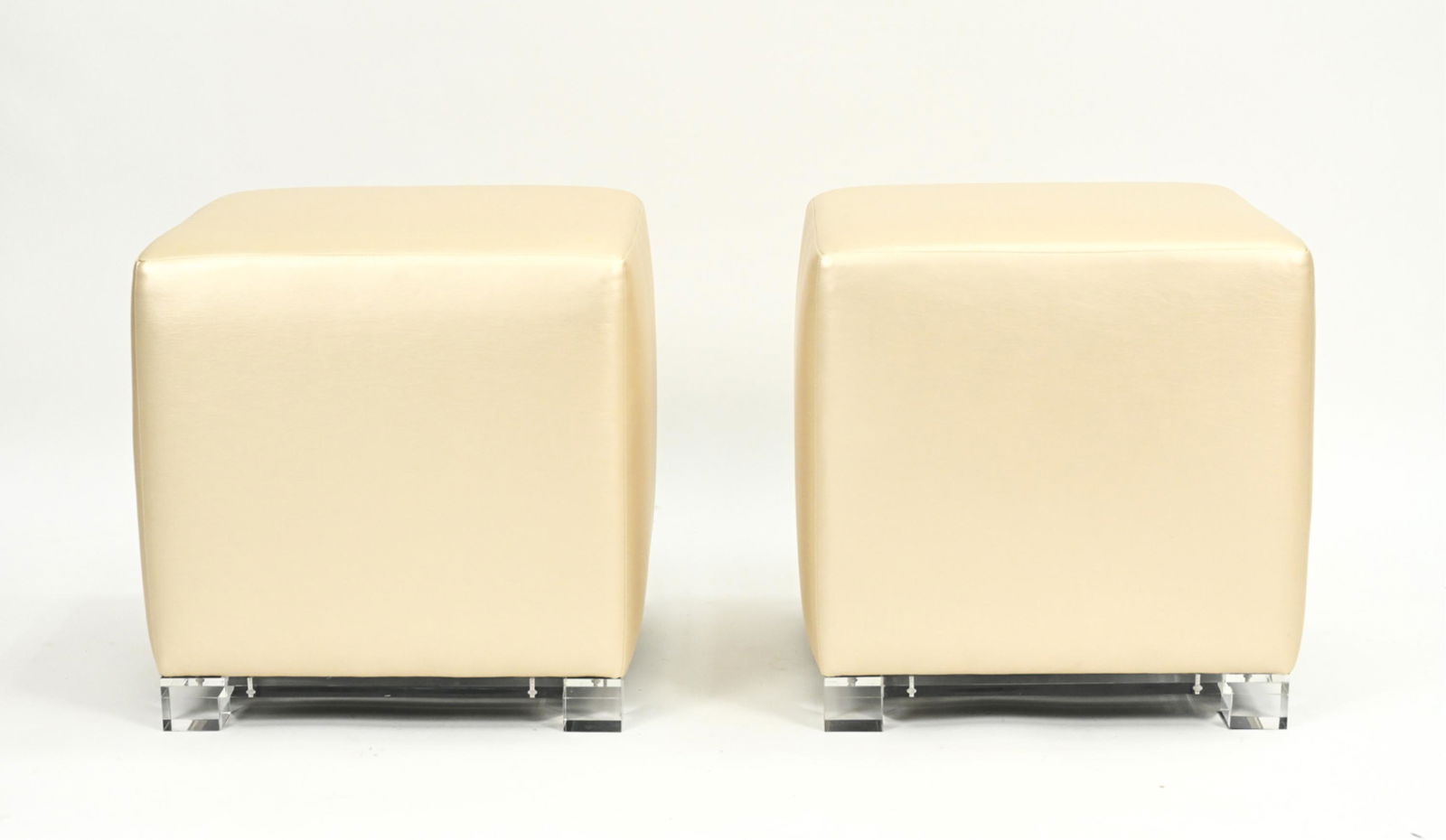 PAIR OF CLEAR HOME DESIGN LUCITE BASE OTTOMANS (1 of 6)