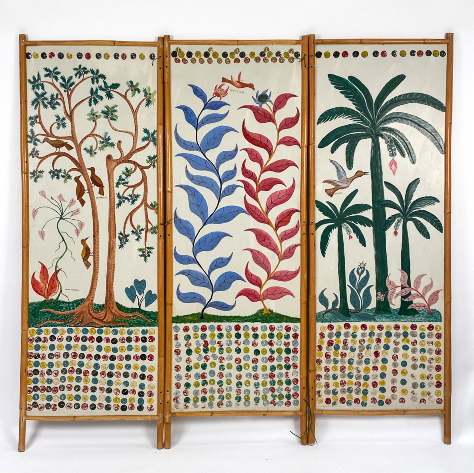 ADAM LEONTUS, HAITIAN (1923-1986) PAINTED SCREEN (1 of 14)