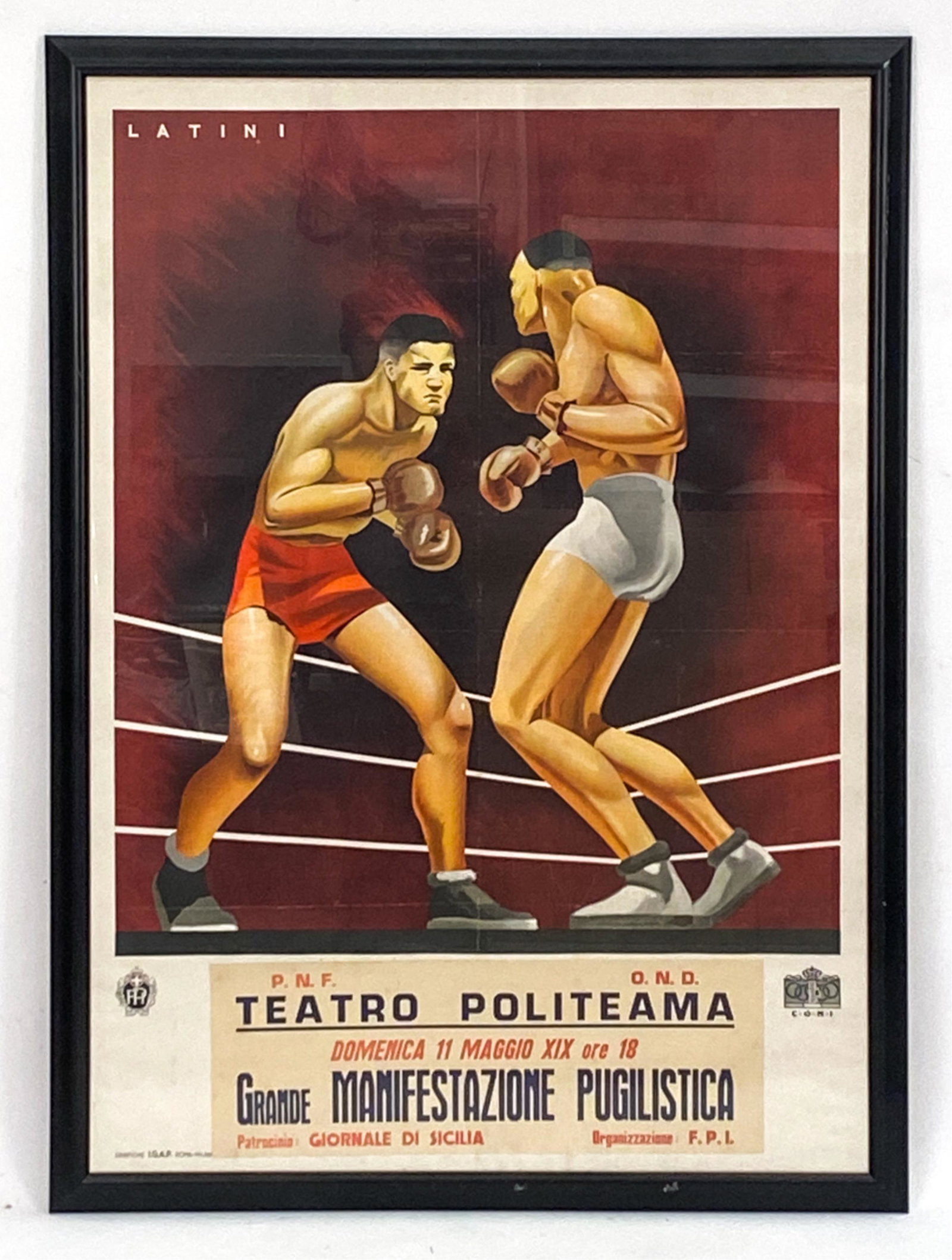 GIUSEPPE LATINI 1941 LITHOGRAPH BOXING POSTER (1 of 8)