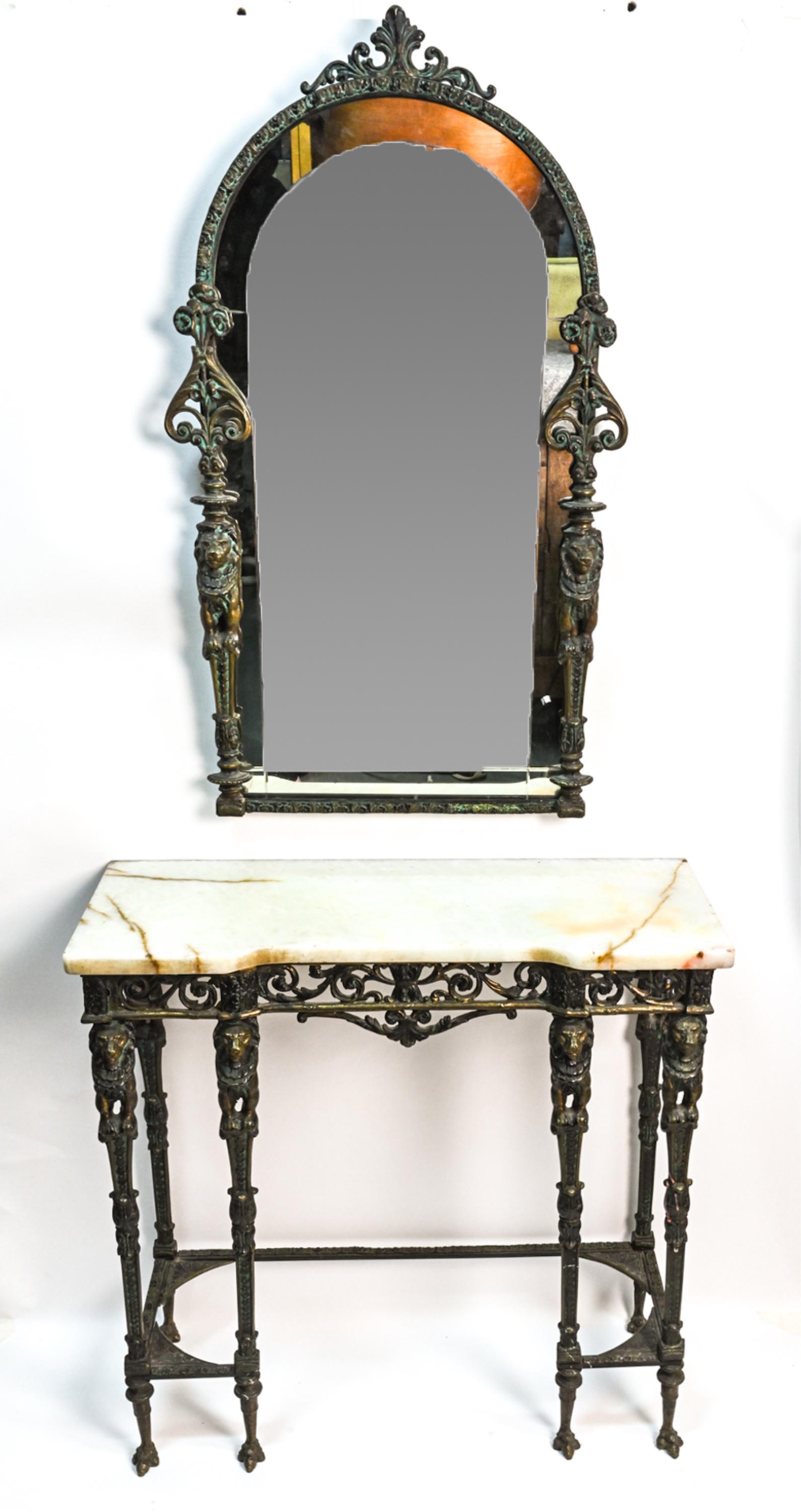MANNER OF OSCAR BACH BRONZE CONSOLE & MIRROR (1 of 18)