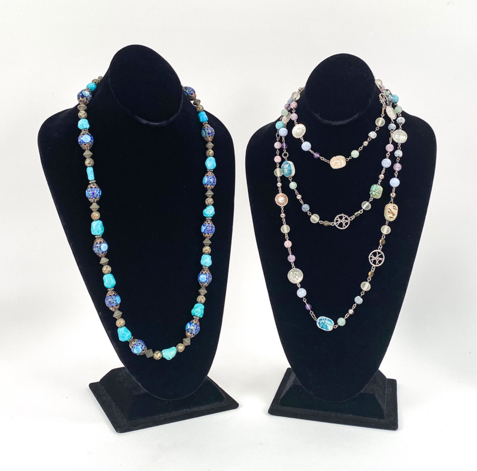 (2) ARTISAN & BERBER SILVER BEADED NECKLACES (1 of 14)