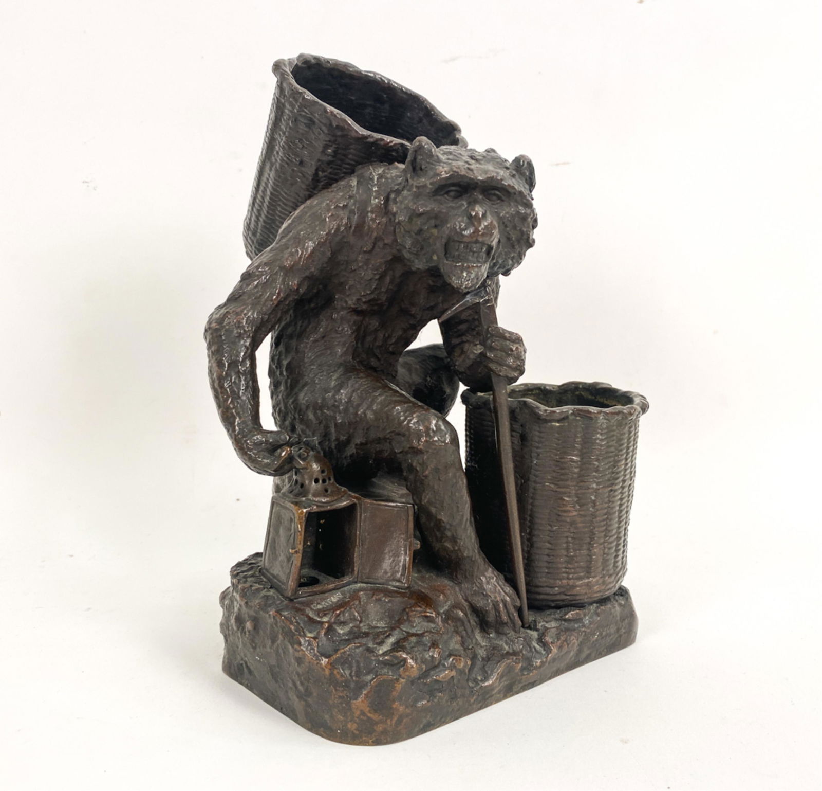 VINTAGE HIMALAYAN BRONZE CRYPTID W/ BASKETS (1 of 9)