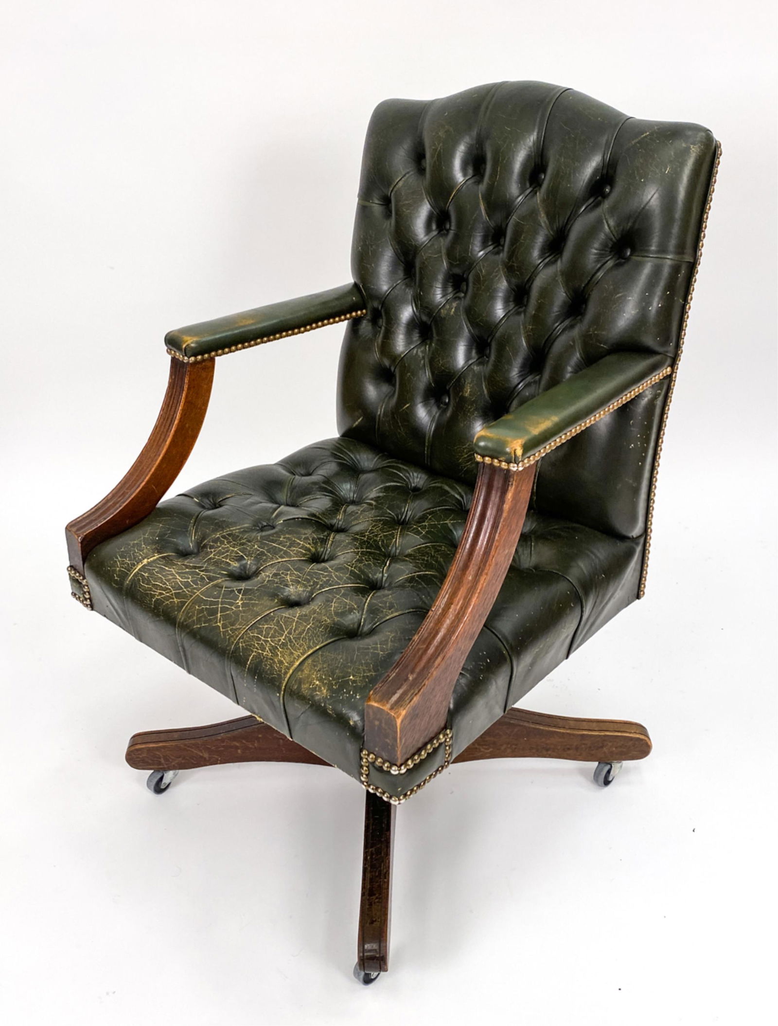 TUFTED LEATHER VINTAGE OFFICE OR DESK CHAIR (1 of 15)