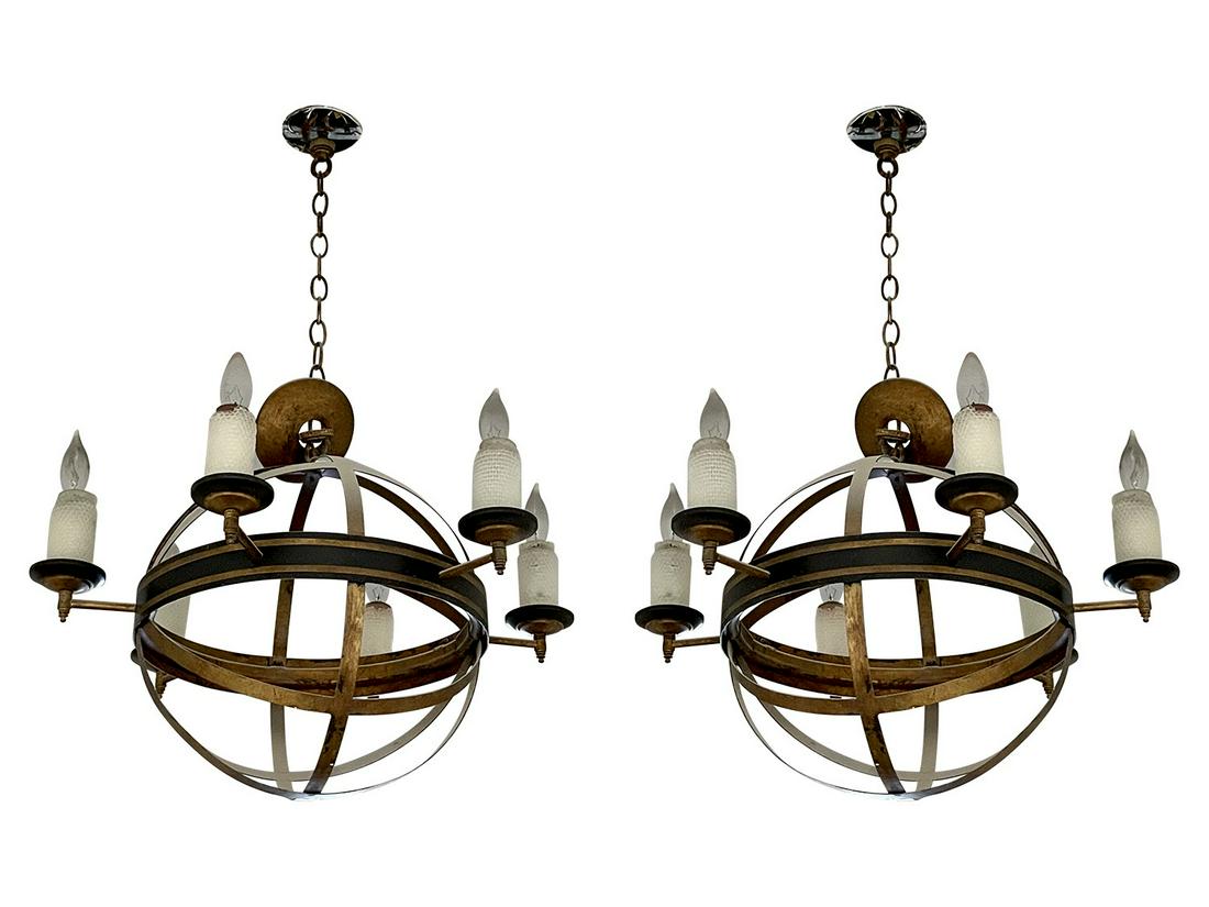 (2) 6-LIGHT GLOBE ARMILARY SPHERE PENDANT LIGHTS (1 of 13)