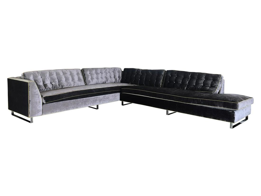 MODERN TUFTED SOFA IN LUXURY GRAY VELVET (1 of 9)