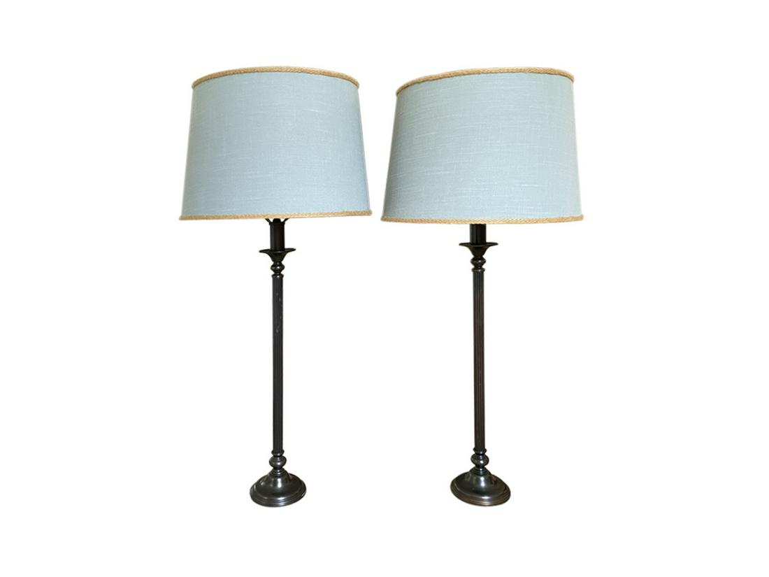 PAIR OF RESTORATION HARDWARE IRON LAMPS (1 of 14)