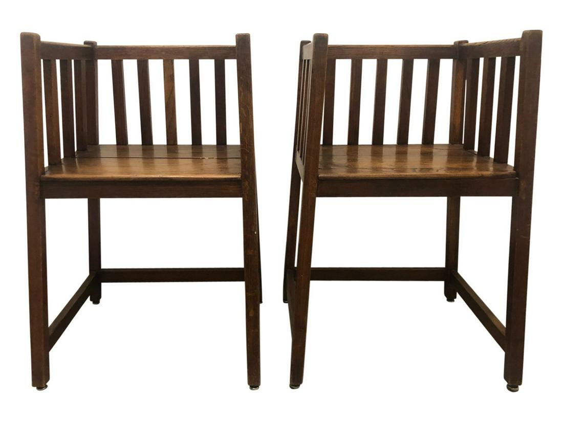 PAIR OF ANTIQUE ARTS AND CRAFTS SPINDLE ARMCHAIRS (1 of 8)