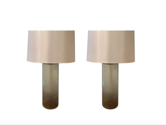 PAIR OF GLASS CYLINDER TABLE LAMPS (1 of 5)