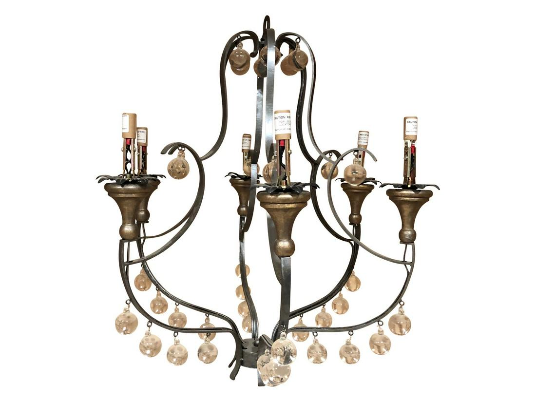 PAIR OF JULIE NEILL ODYSSEY 6-LIGHT CHANDELIERS: When Julie designed her first piece of custom lighting, she knew she had found her calling. It is both the art and the craft of creating custom lighting that is her passion and her life's work. Collab