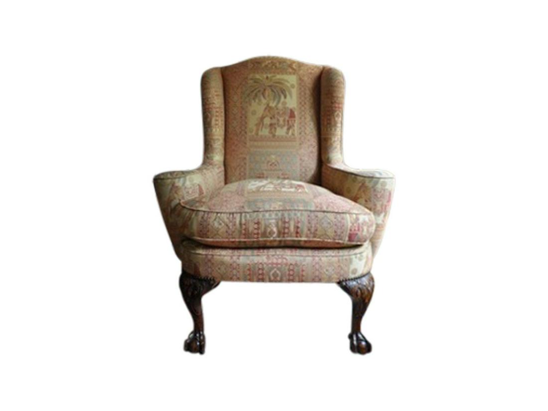 CHIPPENDALE-STYLE WING CHAIR IN OLD WORLDS WEAVERS (1 of 8)
