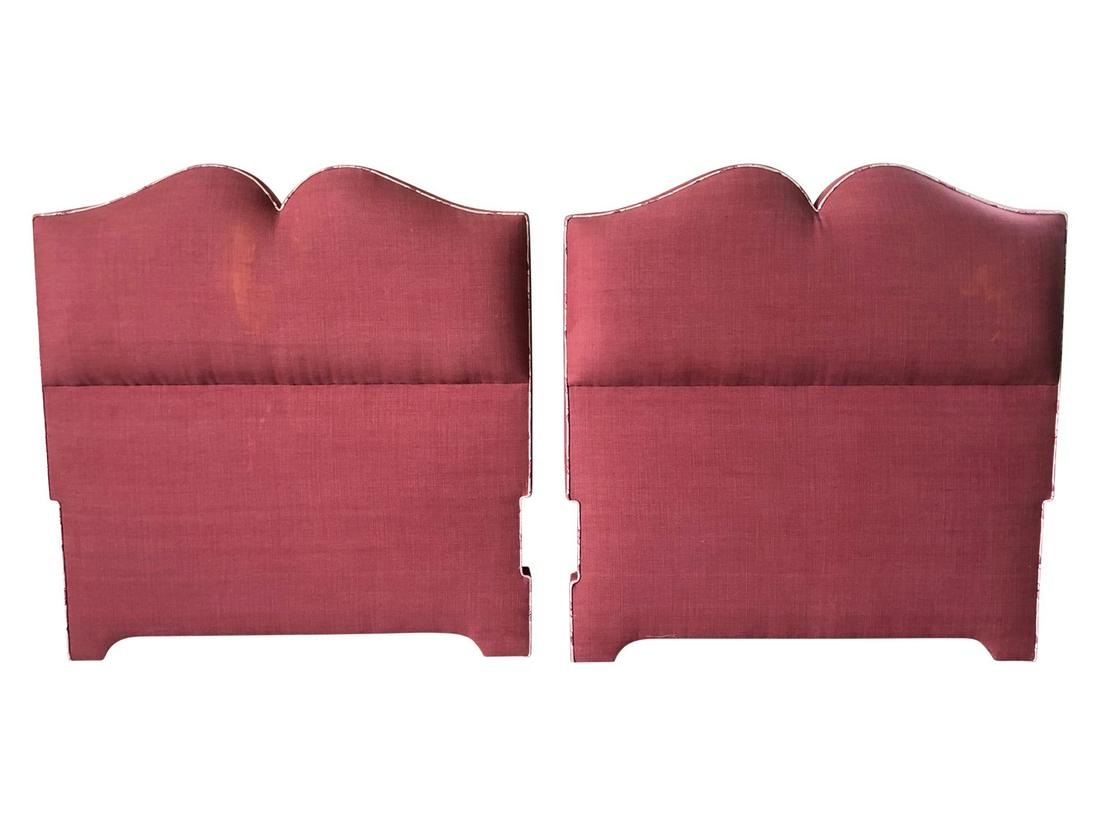 PINK LINEN UPHOLSTERED TWIN BED FRAME (1 of 8)