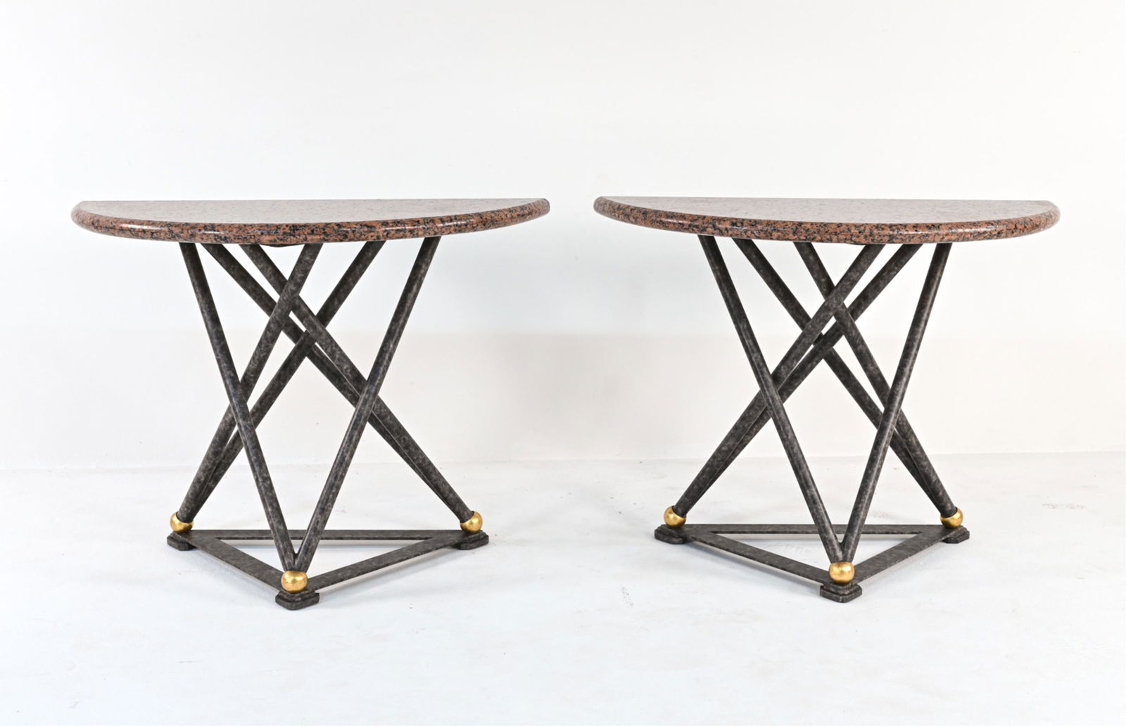 PAIR OF POSTMODERN GRANITE-TOP CONSOLE TABLES (1 of 9)