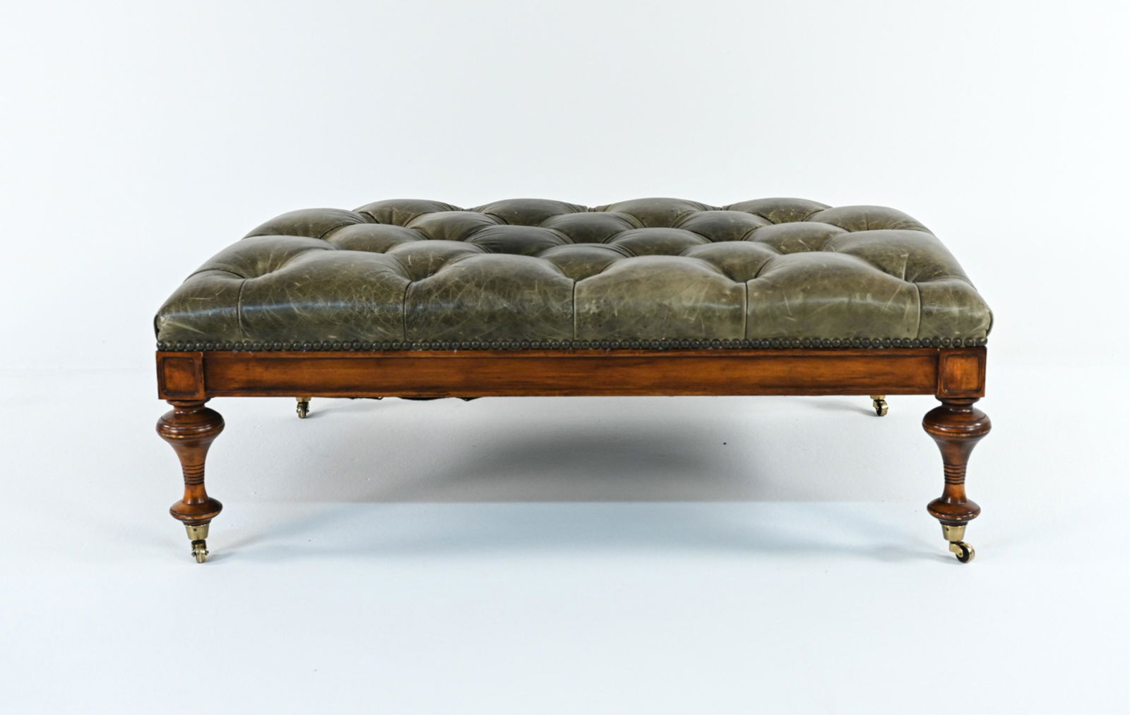 LILLIAN AUGUST TUFTED LEATHER COCKTAIL OTTOMAN (1 of 12)