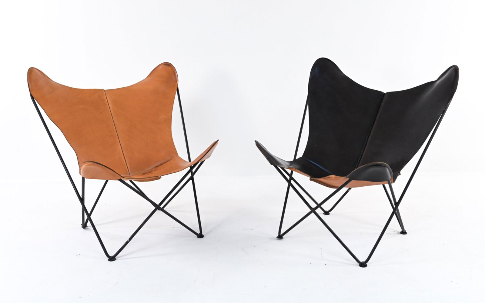 (2) IRON & LEATHER BUTTERFLY CHAIRS (1 of 9)