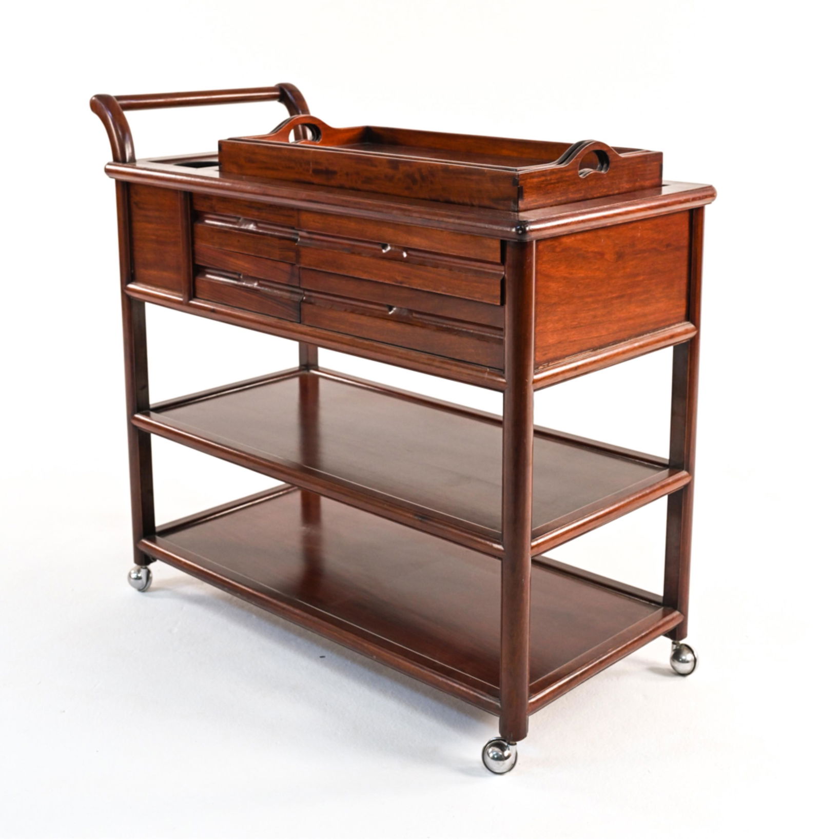 VINTAGE MAHOGANY BAR CART/DRINKS TROLLEY (1 of 10)