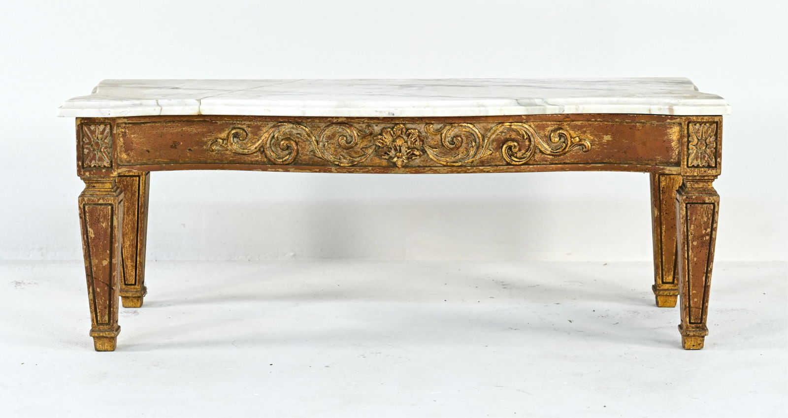 HOLLYWOOD REGENCY GILT MARBLE-TOP LOW PIER TABLE (1 of 11)