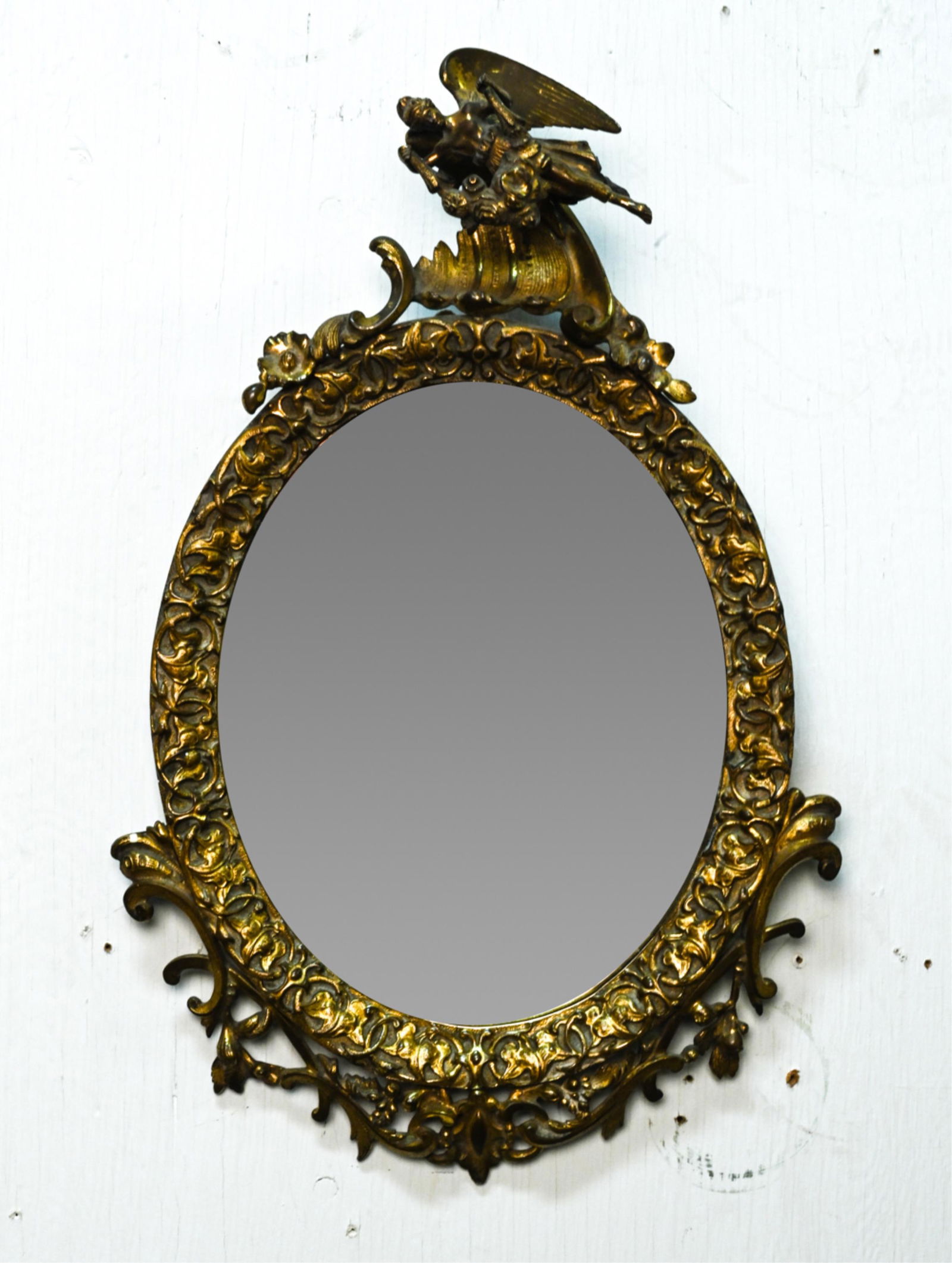 PETITE GILT METAL ANGEL MIRROR (1 of 11)