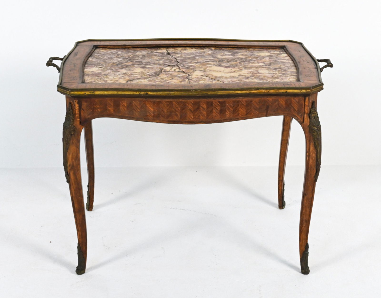 19TH C. FRENCH MARQUETRY MARBLE-TOP TEA TABLE (1 of 20)