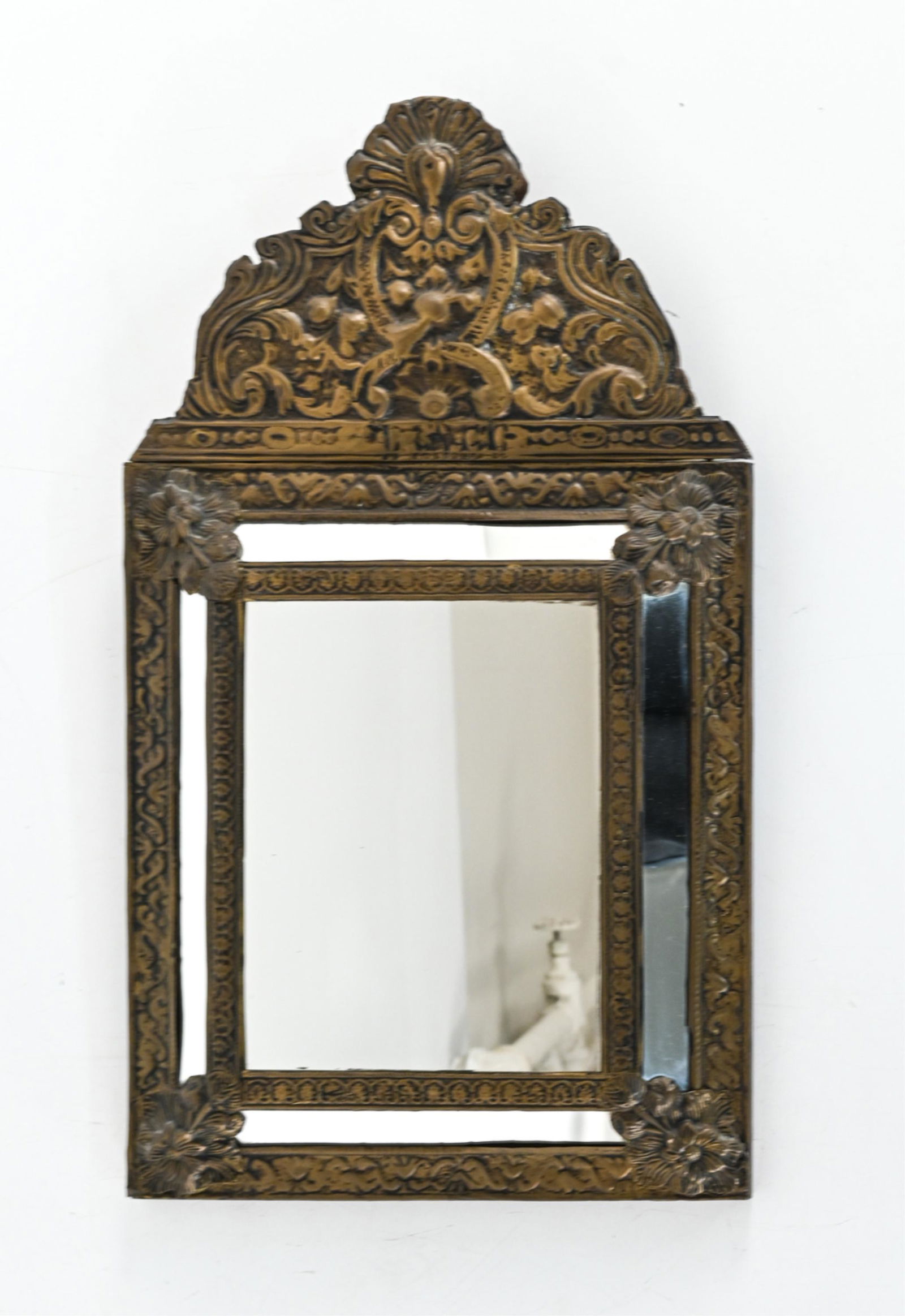 EARLY 20TH C. PRESSED BRASS PETITE WALL MIRROR (1 of 5)