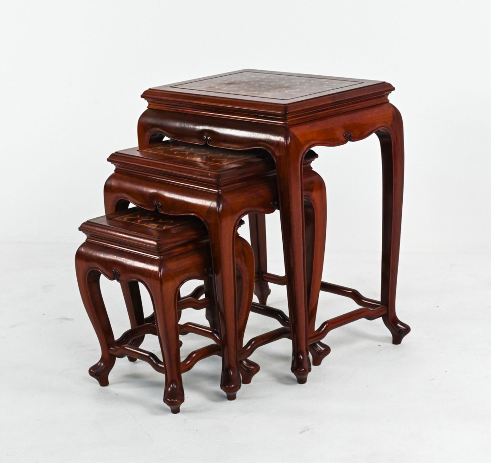 SET OF CHINESE INLAID HARDWOOD NESTING TABLES (1 of 11)
