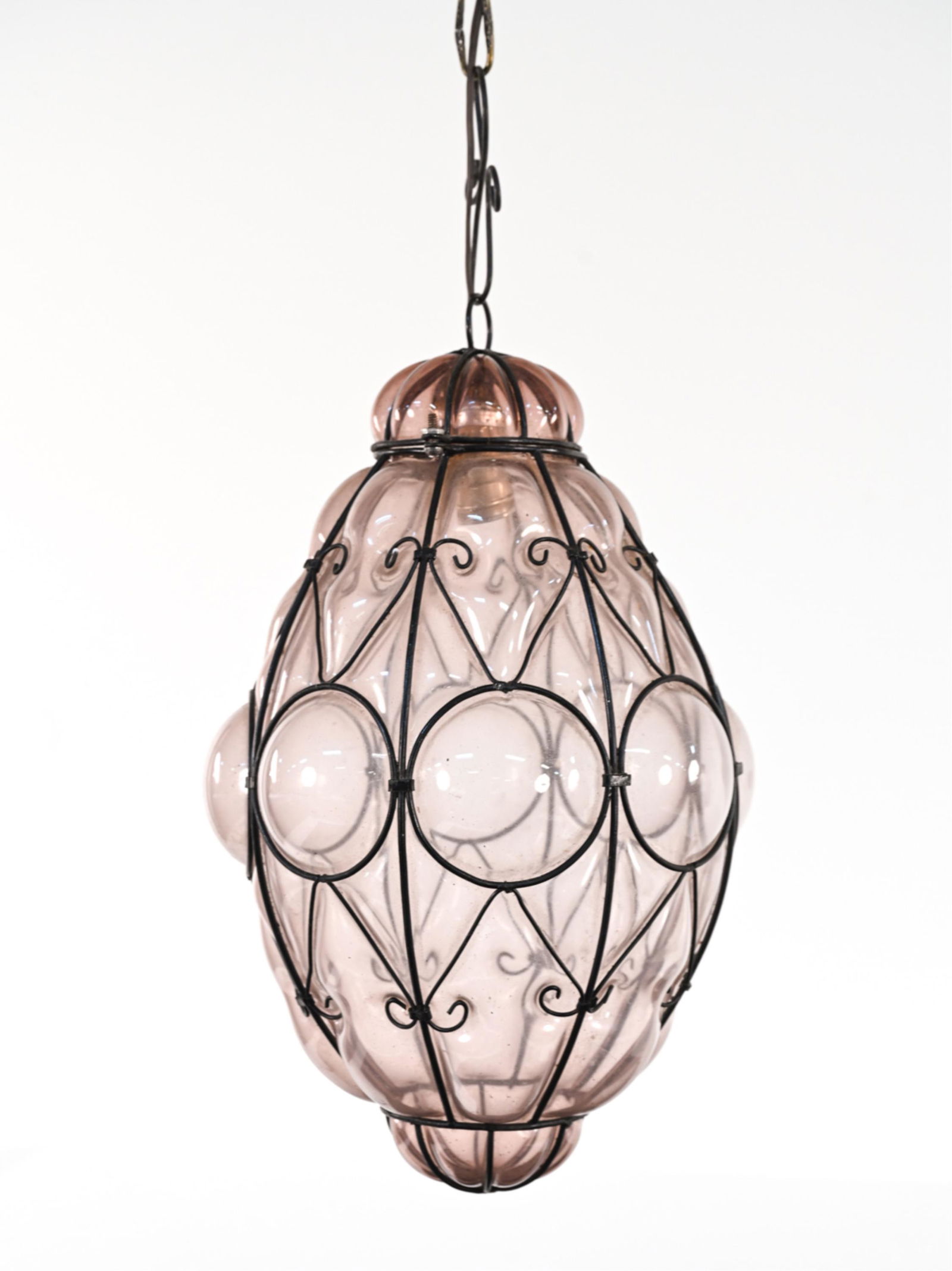 MURANO VENETIAN CAGED AMETHYST GLASS PENDANT LIGHT (1 of 7)