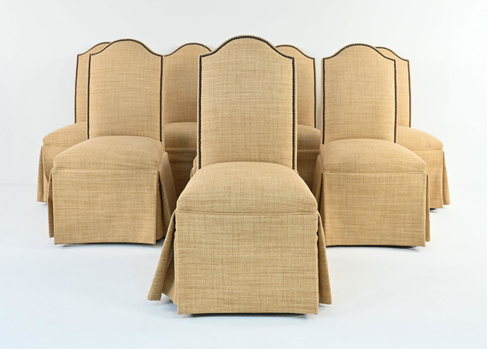 SET OF (8) LILLIAN AUGUST SKIRTED DINING CHAIRS (1 of 9)