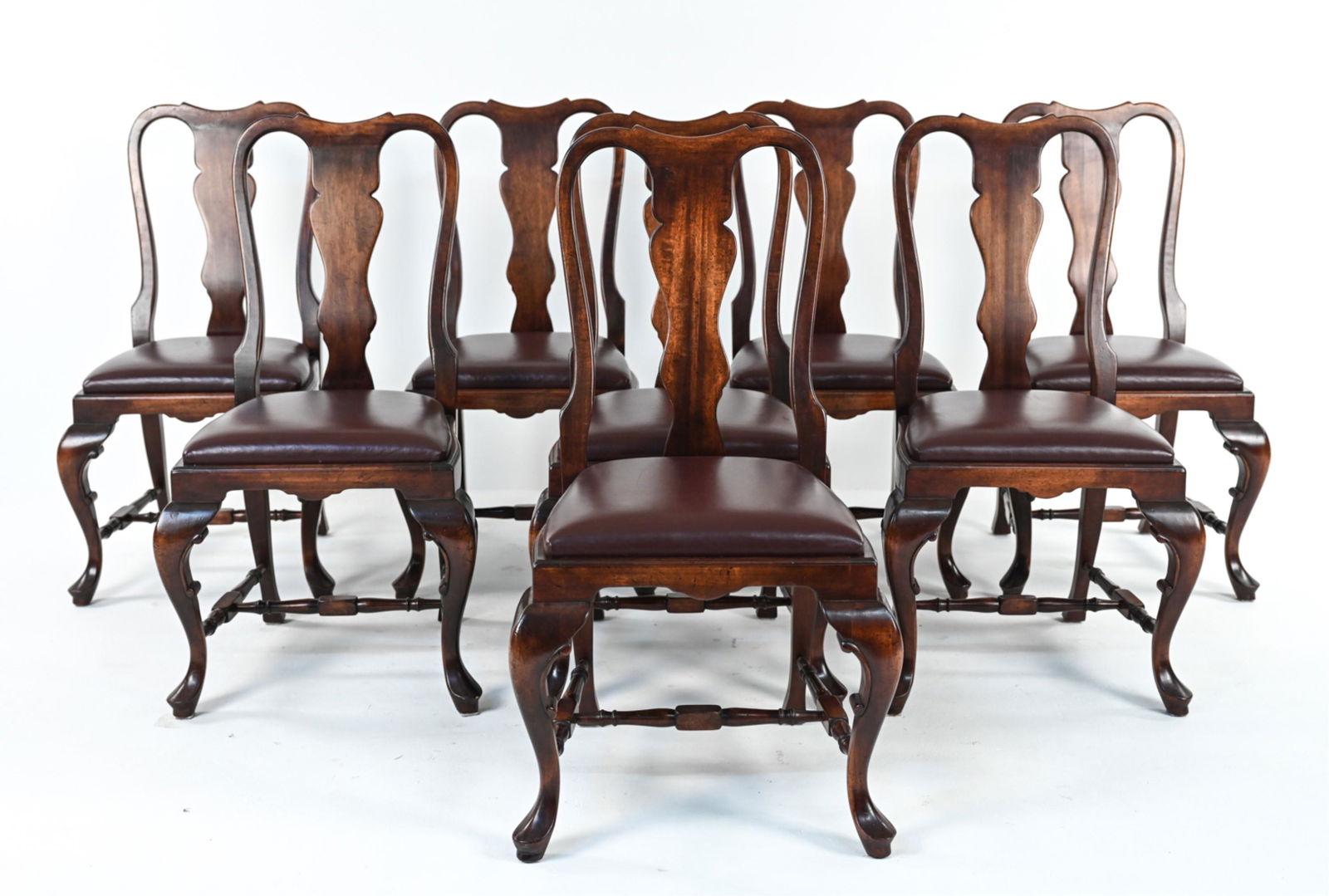 (8) QUEEN ANNE-STYLE LEATHER SEAT DINING CHAIRS (1 of 15)