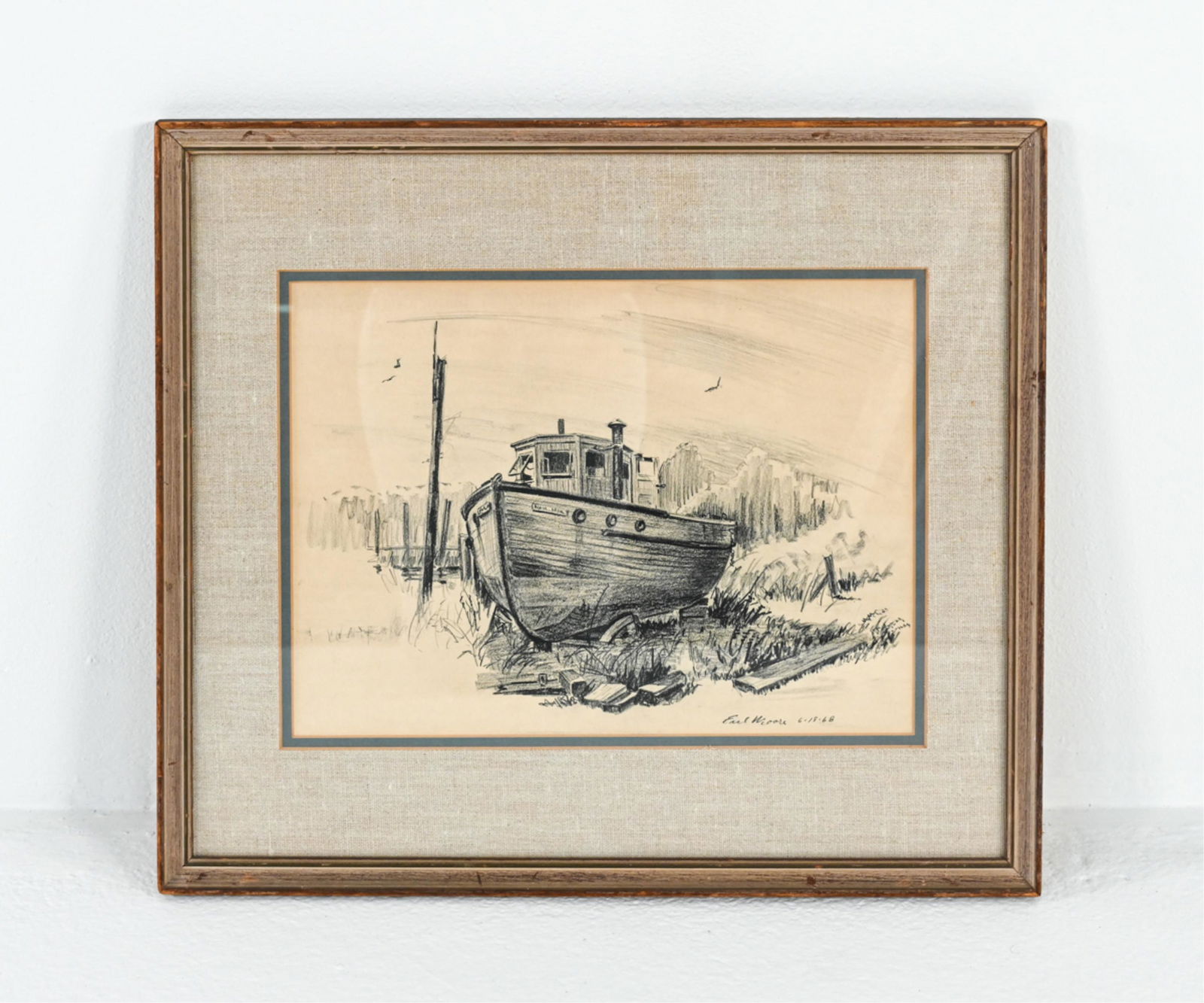 1968 CHARCOAL STUDY OF A TUGBOAT (1 of 6)