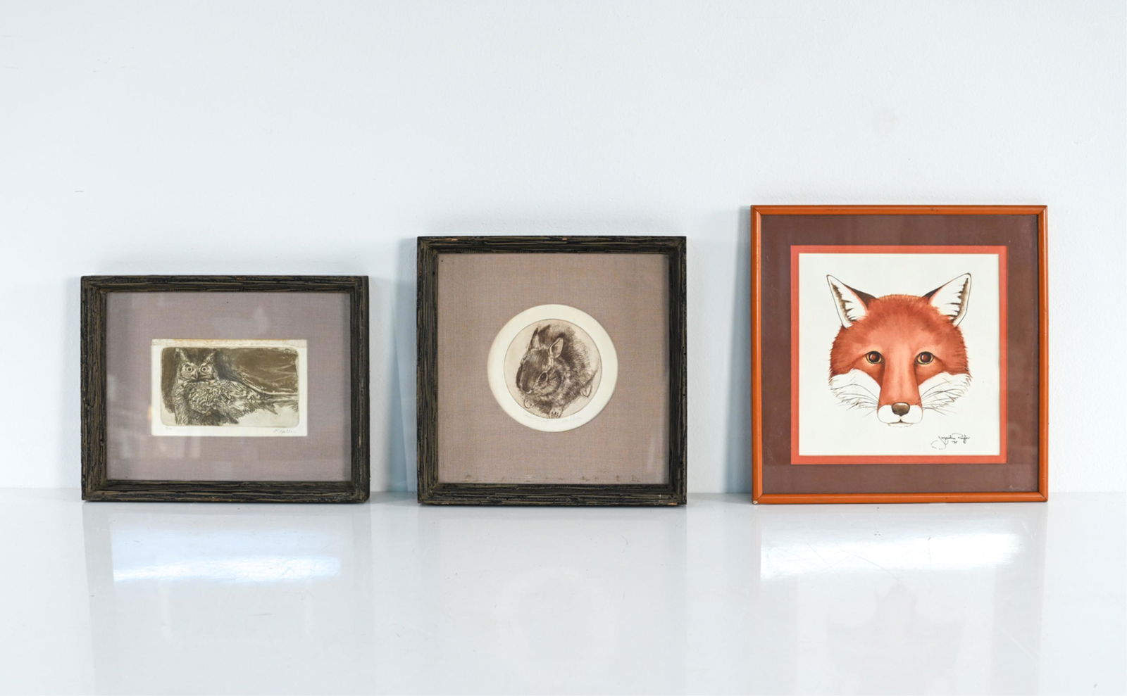 (3) 20TH C. ANIMAL STUDIES; ETCHING & WATERCOLOR (1 of 11)