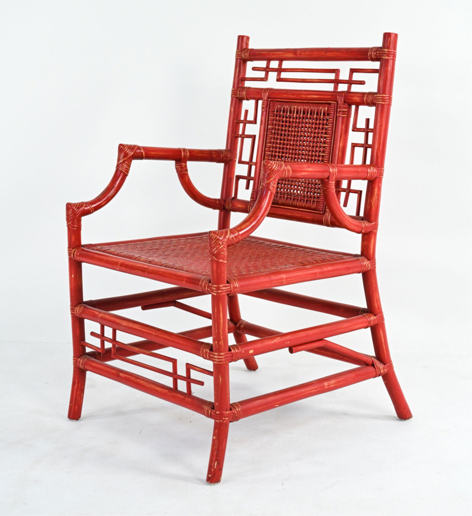 CHINOISERIE PAINTED RATTAN & CANE ARMCHAIR (1 of 13)