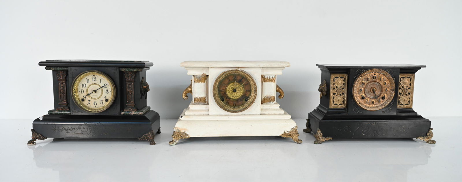 (3) EMPIRE-STYLE MANTEL CLOCKS (1 of 20)