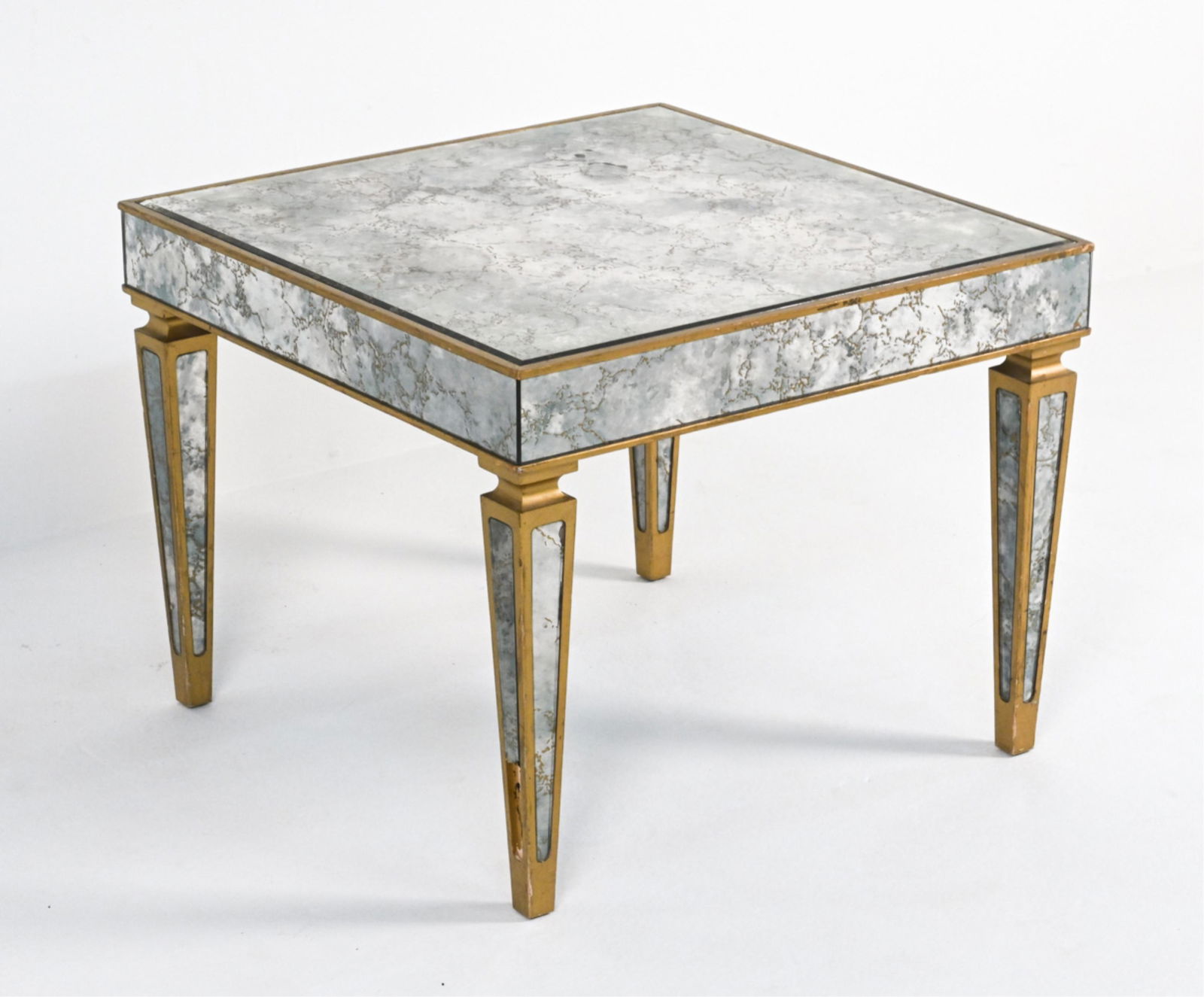 1970'S DISTRESSED GILT EGLOMISE MIRROR END TABLE (1 of 15)