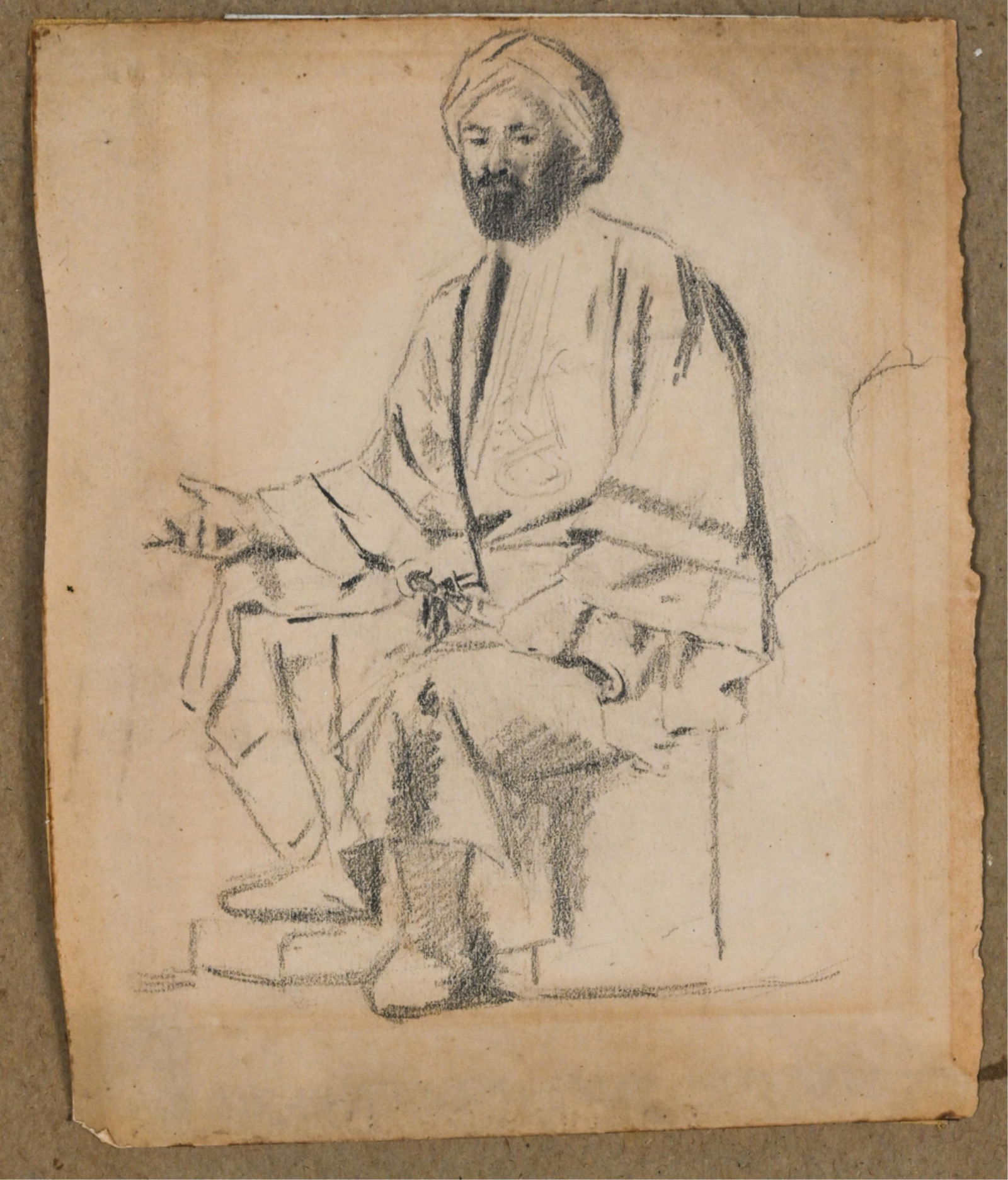 LATE 19TH C. GRAPHITE ORIENTALIST STUDY (1 of 5)