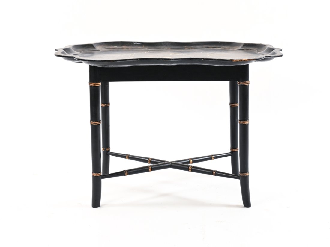 MOTHER OF PEARL INLAID PAPIER-MACHE TRAY TABLE (1 of 15)