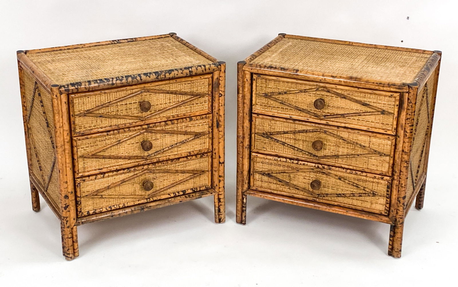 VINTAGE TORTOISE SHELL BAMBOO NIGHTSTANDS (1 of 13)