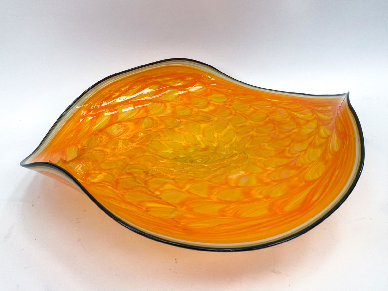 LARGE ORANGE MURANO GLASS CENTERPIECE BOWL (1 of 9)