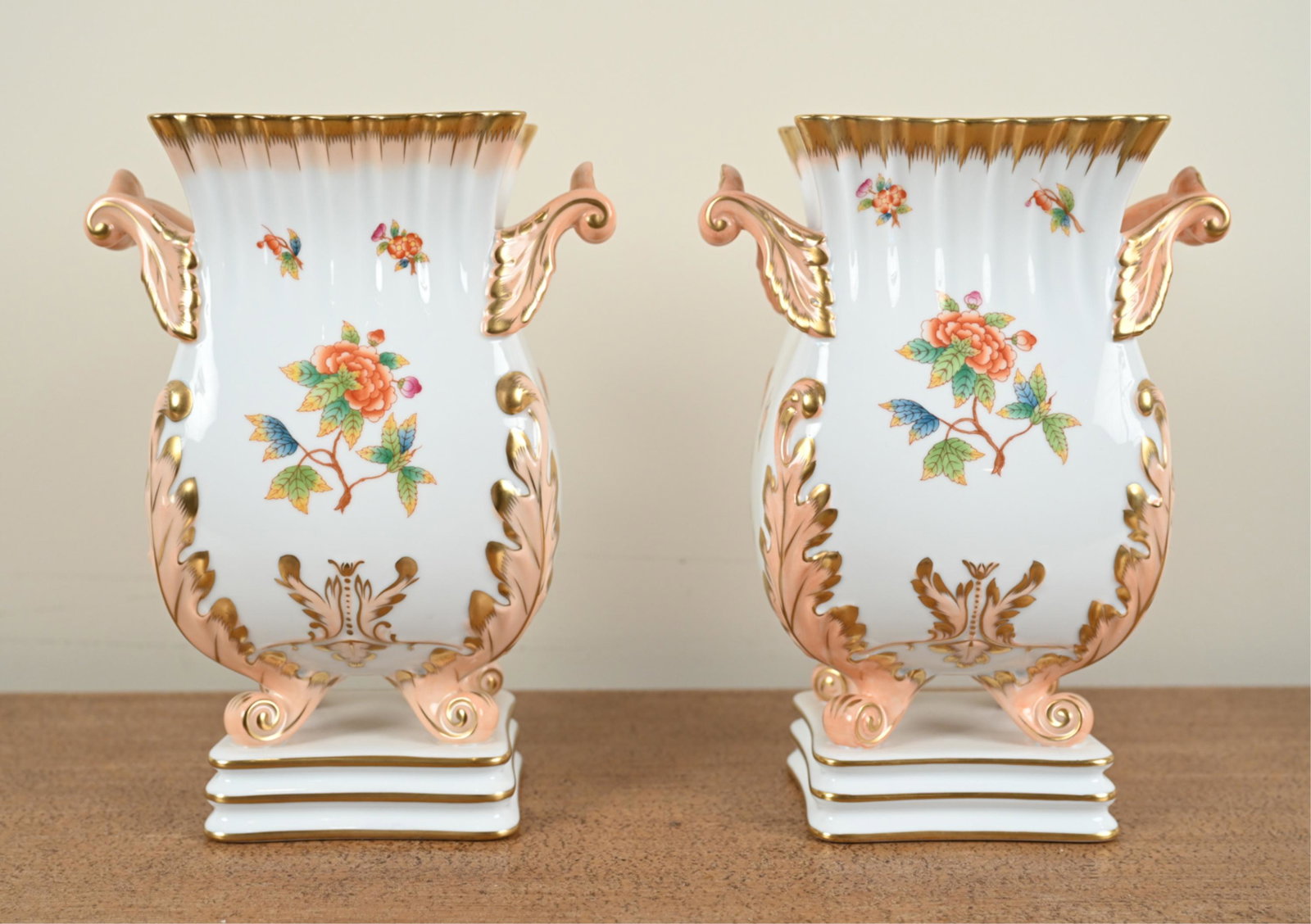 PAIR OF HEREND VICTORIA BAROQUE FOOTED VASES (1 of 17)
