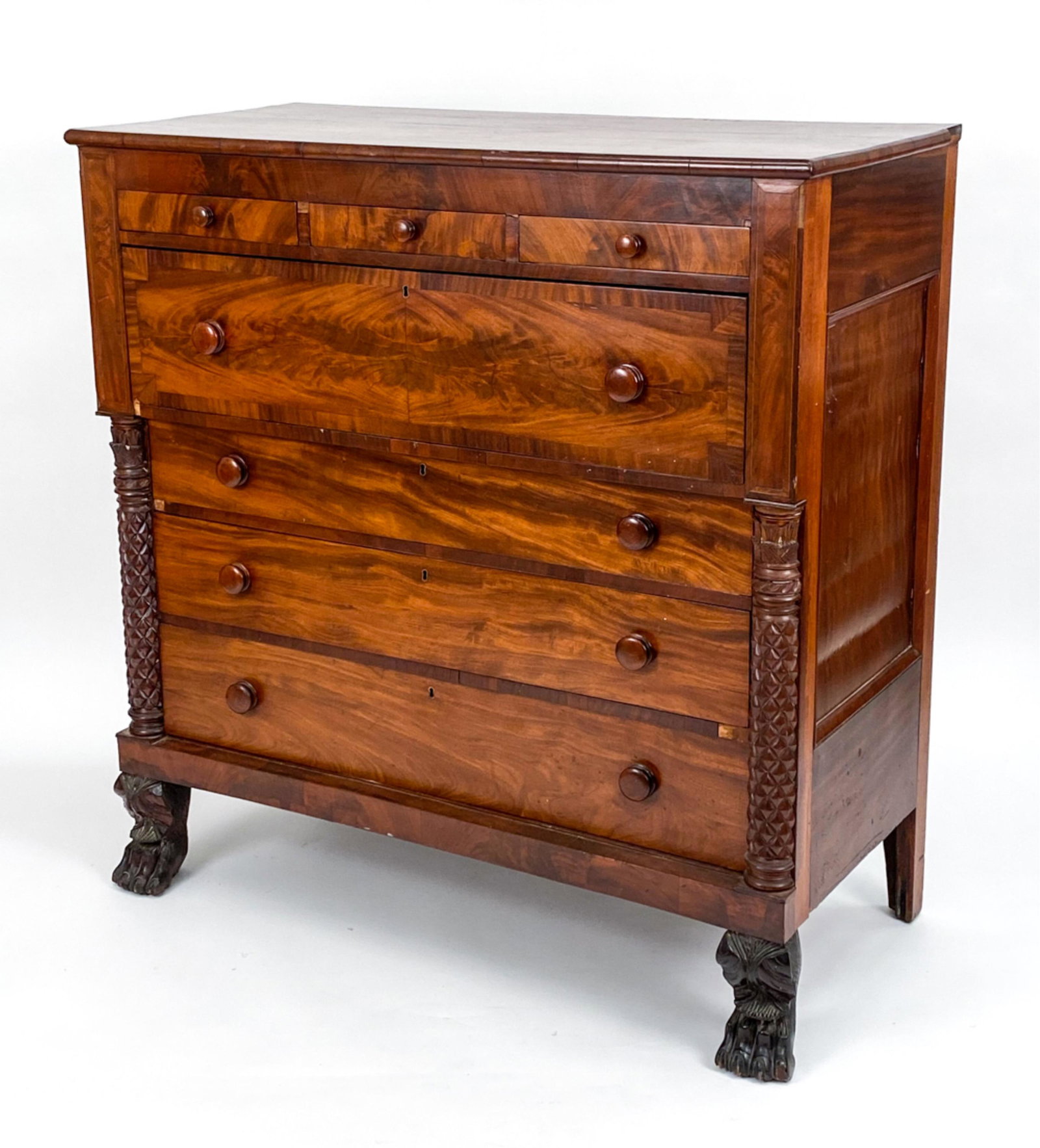 SUBSTANTIAL EMPIRE CARVED CHEST OF DRAWERS (1 of 20)