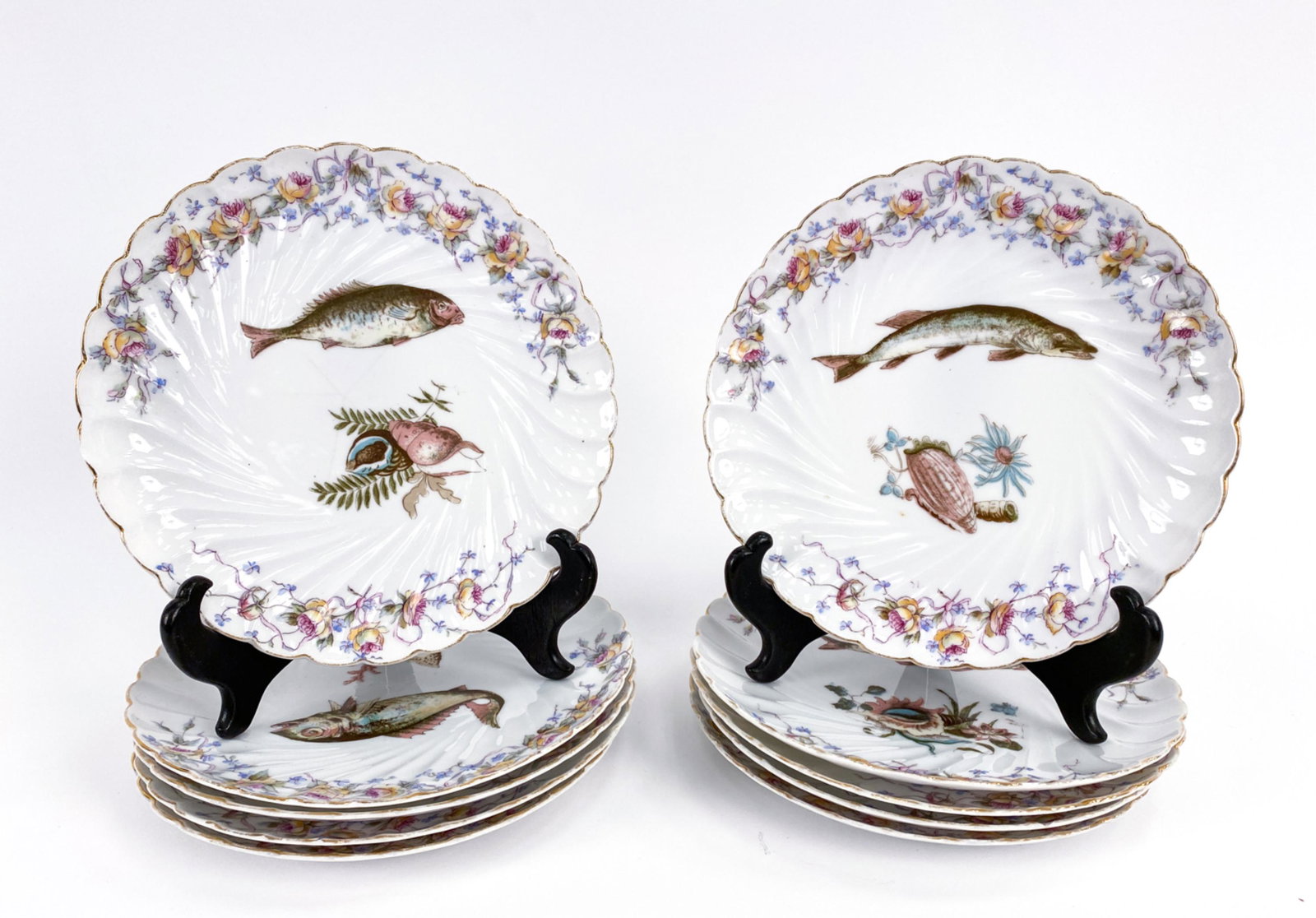(10) LS&S CARLSBAD AUSTRIAN PORCELAIN FISH PLATES (1 of 10)