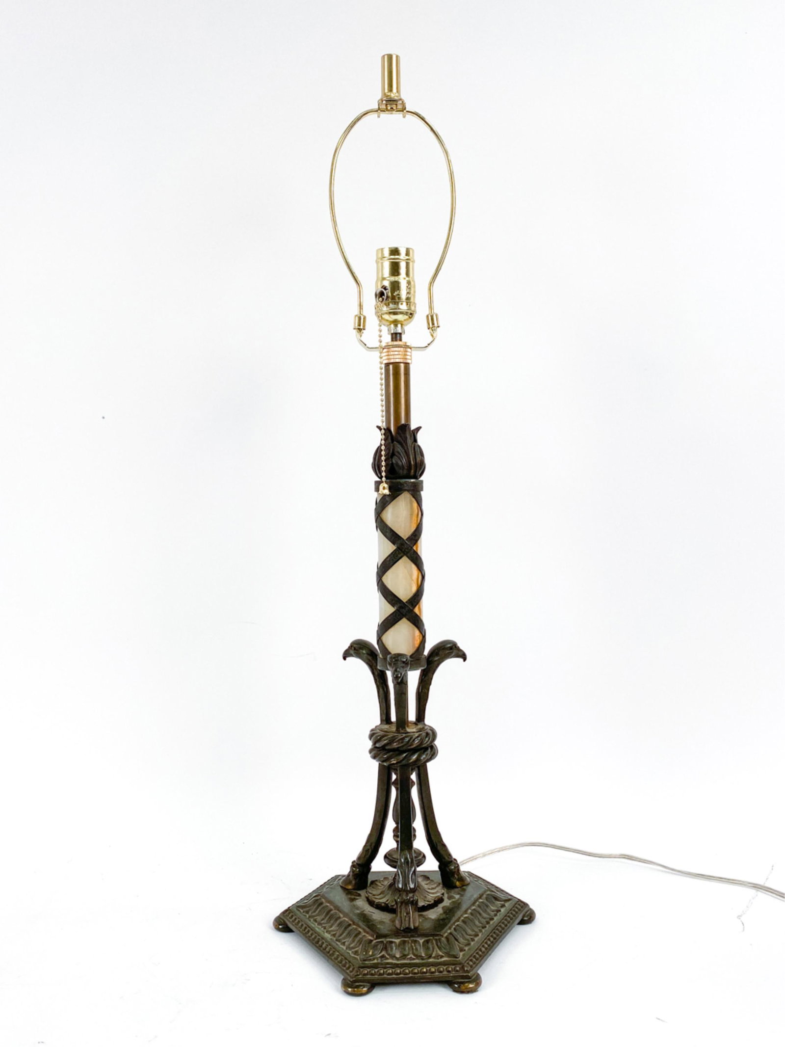 EMPIRE-STYLE BRONZE & ONYX TABLE LAMP (1 of 8)